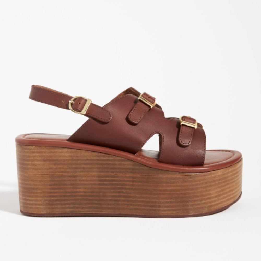 Anthropologie Brown Wedge Sandals